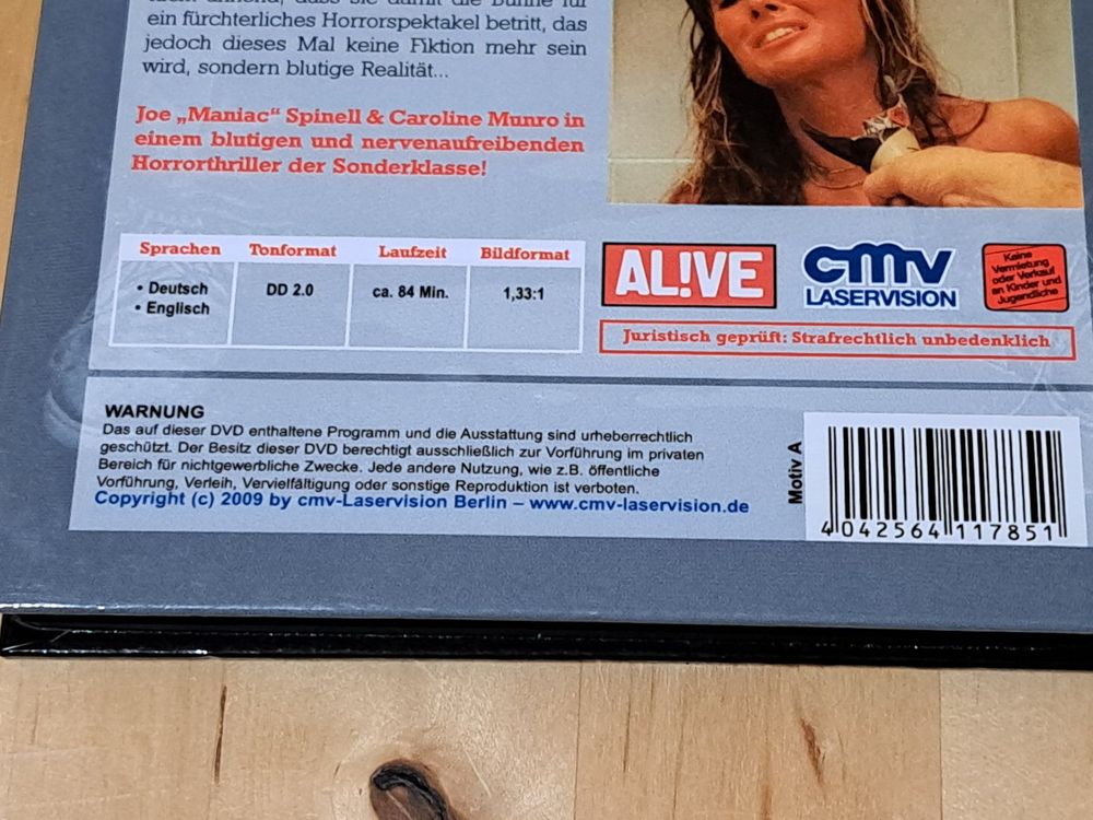 DVD Hartbox MANIAC 2, UNCUT, Label Alive, CMV-Laservision (Neu (gemäss ...