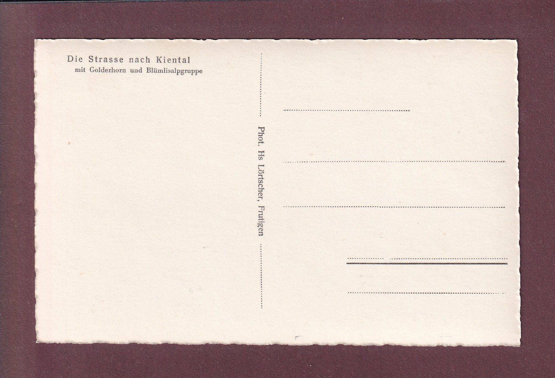 Cartoline postali: Nach Kiental - GOLDERHORN - Blümlisalpgruppe – Usato da Pully venduto da nicecards 1
