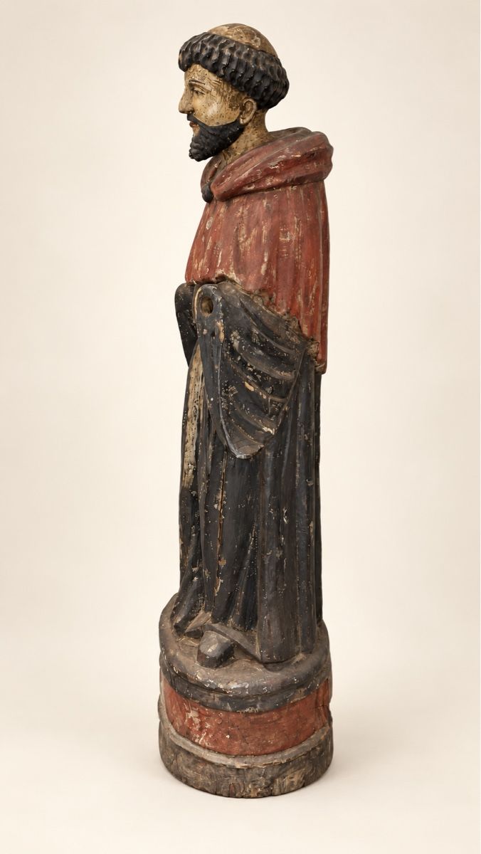 Sculture & Statue: Antiker Heiliger oder Franziskanermönch aus polychromem Holz – Usato da Locarno venduto da Osvaldo61 2