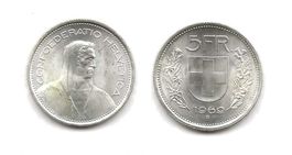 Silbermünze CH 5 Fr 1969 B  Aufl.8.63 Mil. unzirkuliert neu