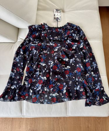 NEW ERDEM x H&M 100% SILK FLORAL BLOUSE, SIZE XS