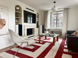 Designer Wollteppich 250x350 | Burgunder/Creme | Neuwertig