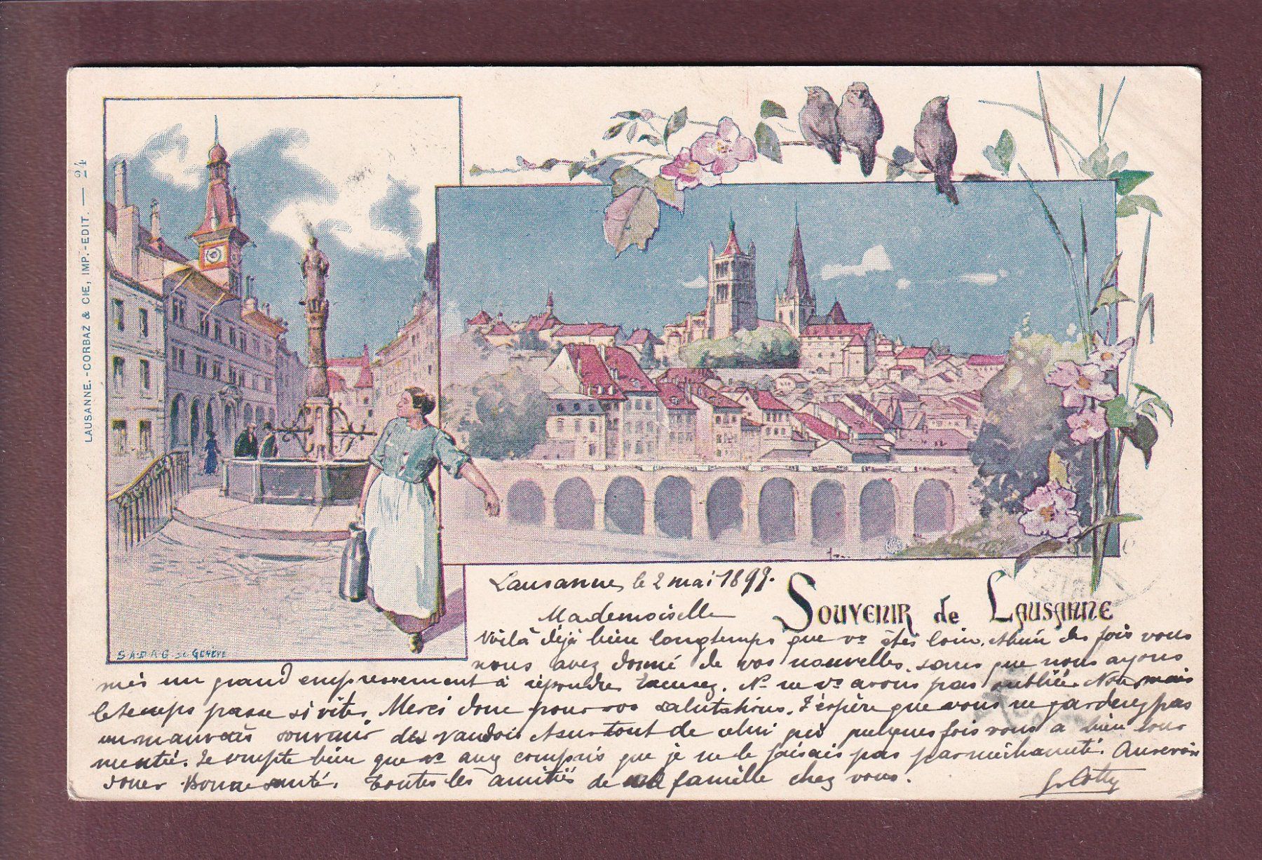 Ansichtskarten: Souvenir de LAUSANNE - 1899 – Gebraucht aus Pully von nicecards