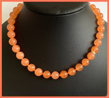 SALE KETTE HALSKETTE STEINKETTE JADE ORANGE KEIN GLAS!