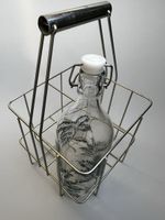 Flaschenhalter Drahtgestell für 4 Flaschen Metall silber
