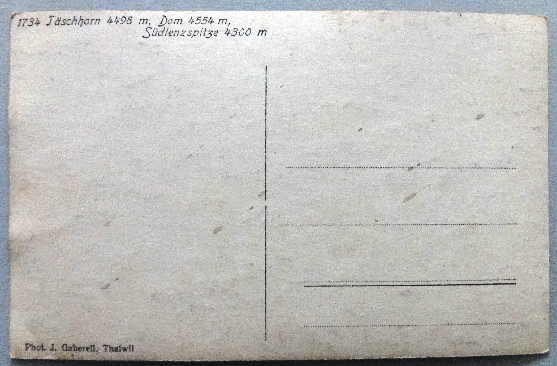 Cartes postales: Täschhorn, Dom, Südlenzspitze – D'occasion à Fétigny par Billy2miny 1