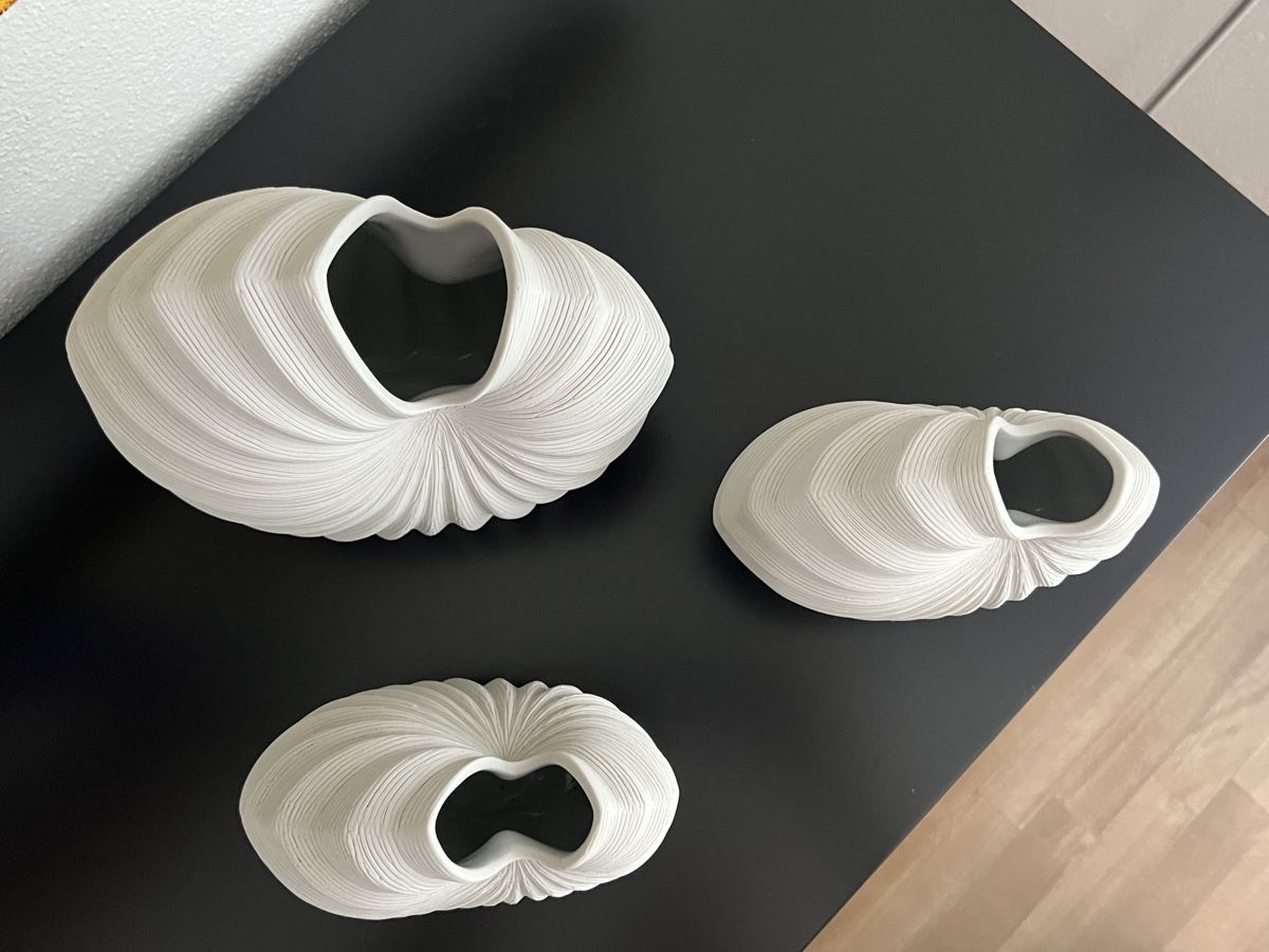 Vasi & Recipienti: Set 3 Vasen muschelfoermig grau neuartig – Usato da Winterthur venduto da jen_26cg 1