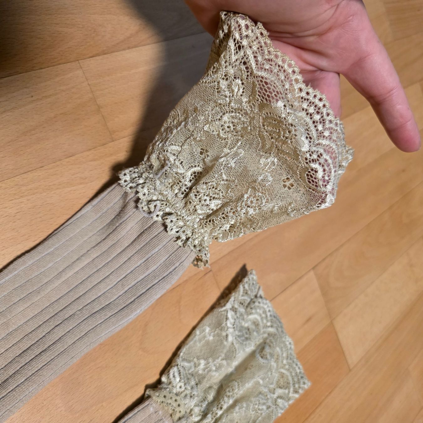 Calze & Collant: Vintage Strümpfe Beige mit Spitze Gr. M romantisch – Usato da Wald ZH venduto da CapLux 3