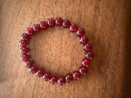 Rote Perlen Armband, dehnbar (one Size)