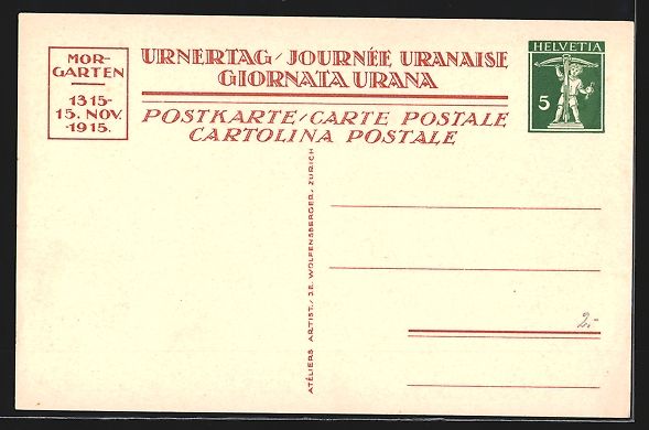 Cartoline postali: Fete Anivers de la Bat. de Morgarten, In – Usato da Berlin venduto da bartko-reher 1