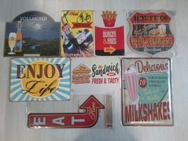Lot de 8 plaques métalliques décoratives dont neuves