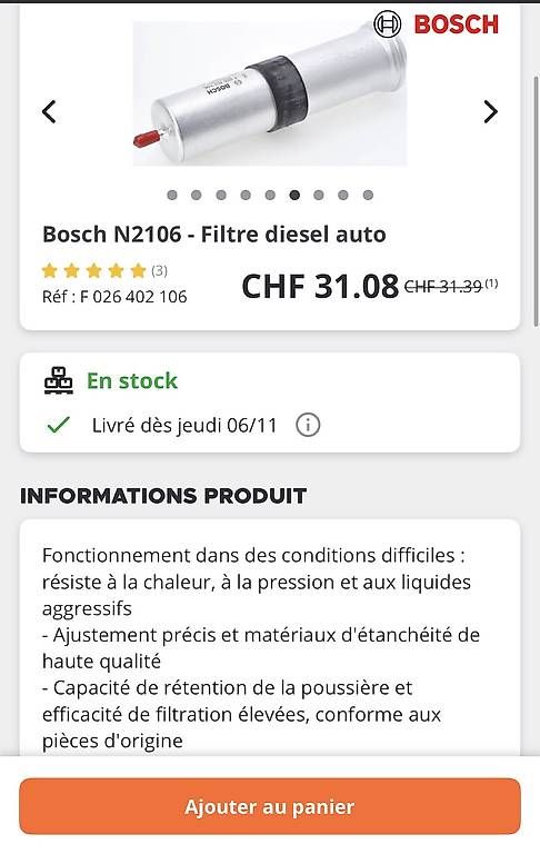 Ventilazione: Filtre diesel – Usato da Couvet venduto da gil87 1
