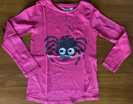 H&M Halloween Shirt - Gr. 122/128 - Pink Spinne
