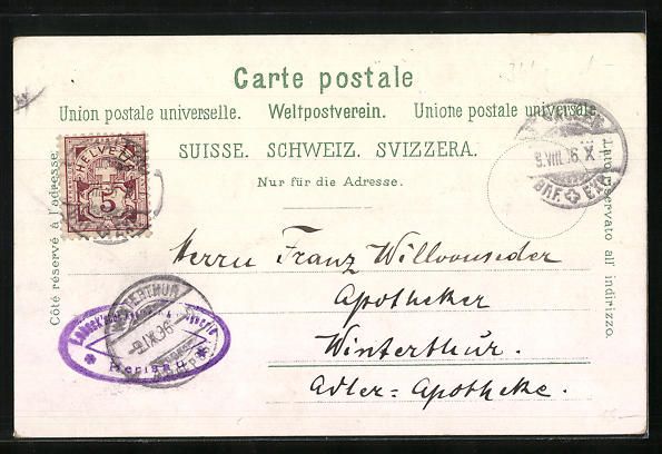 Cartoline postali: Litho Herisau, Ortsansicht gegen Säntis – Usato da Berlin venduto da bartko-reher 1