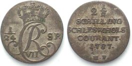 SCHLESWIG-HOLSTEIN 2 1/2 Schilling 1787 MF, CHRISTIAN VII.