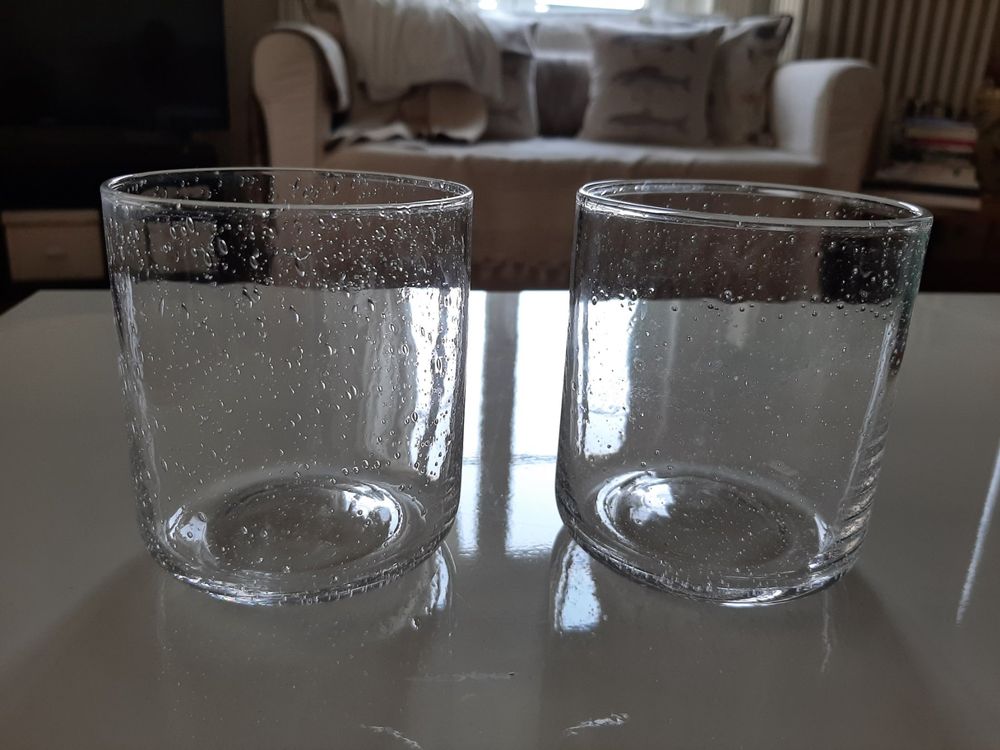 Lot De 2 Verres à Bulles Transparents Vague 300 Ml – Design Élégant Pour Café, Jus, Cocktails