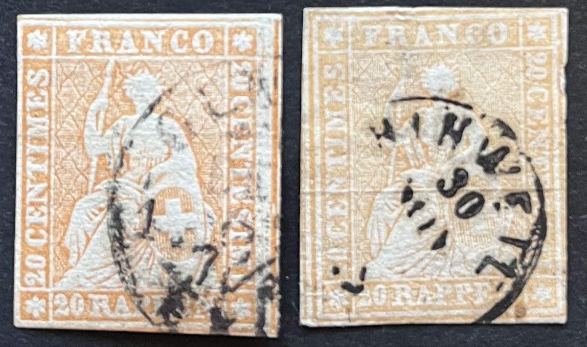 Tutti i francobolli: 2x Strubel 25G Cat. 190.-  – Usato da Sottens venduto da thigroux