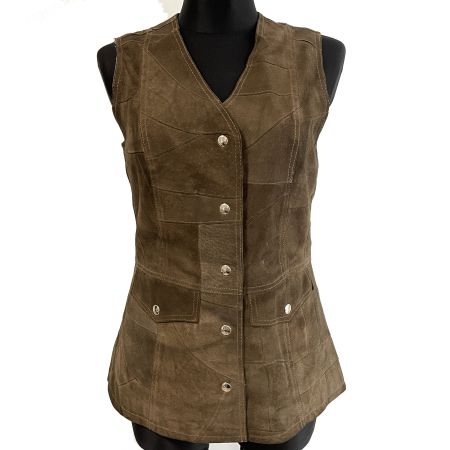 Weste Lederweste Gr. 40 Wildleder Patchwork VINTAGE 1970s