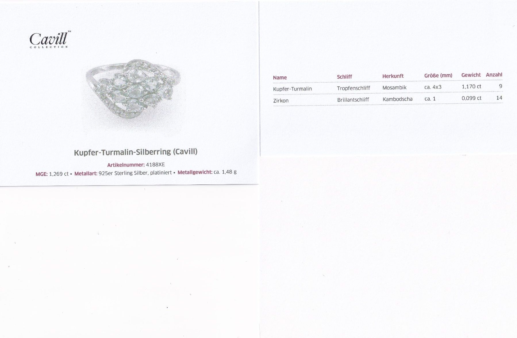 Anelli: Echtschmuck: Kuper-Turmalin-Silberring 18/56 – Nuovo (secondo la descrizione) da Zuchwil venduto da maumauchi 1
