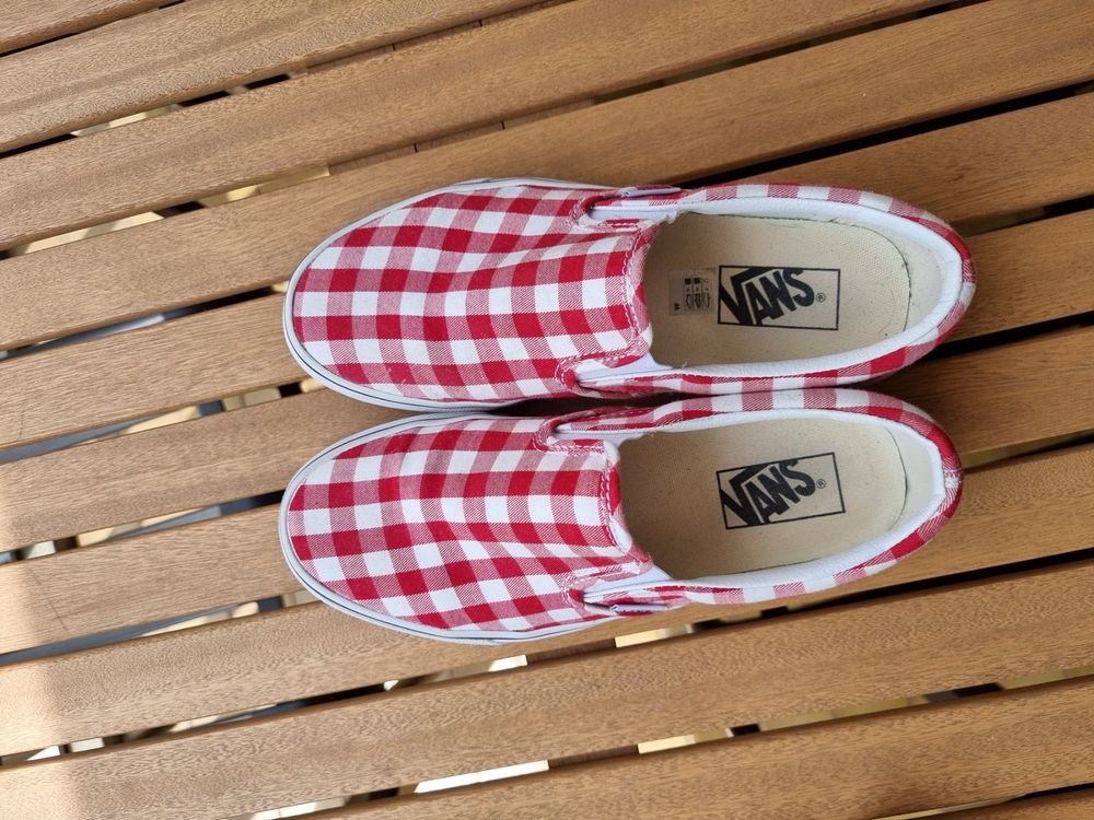 Vans slip shop on carreaux rouge