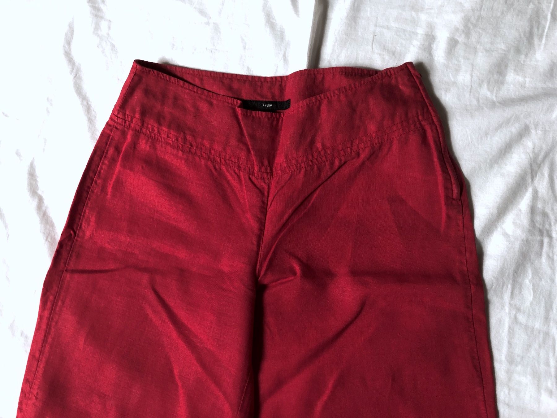 H&M Pantaloni: H&M Leinenhose, rot, Gr. 34 – Usato da Basel venduto da Solaia28 1