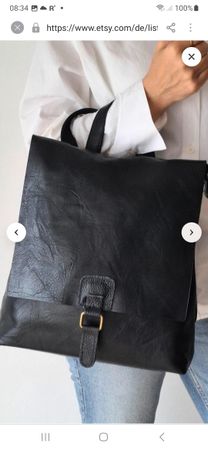 Schwarzer 2in 1Rucksack tasche aus Kunstleder, neu,