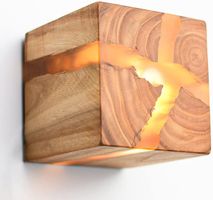 Rustikale Wandlampe Nachtischlampe Balken Holz Lampe