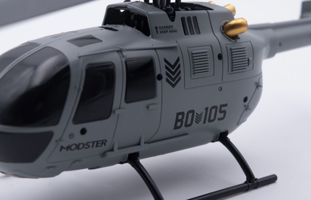 MODSTER BO-105 Flybarless RC Helikopter Limited Edition | 256 mm | RTF Met 6 -Assige Vliegstandstabilisatie | Autostart/Auto-Landing | Op Afstand Bestuurbaar
