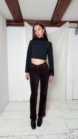Brown corduroy straight leg trousers brown