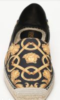 unisex Versace Espadrilles, Schwarz/Gold Muster, Grösse 38