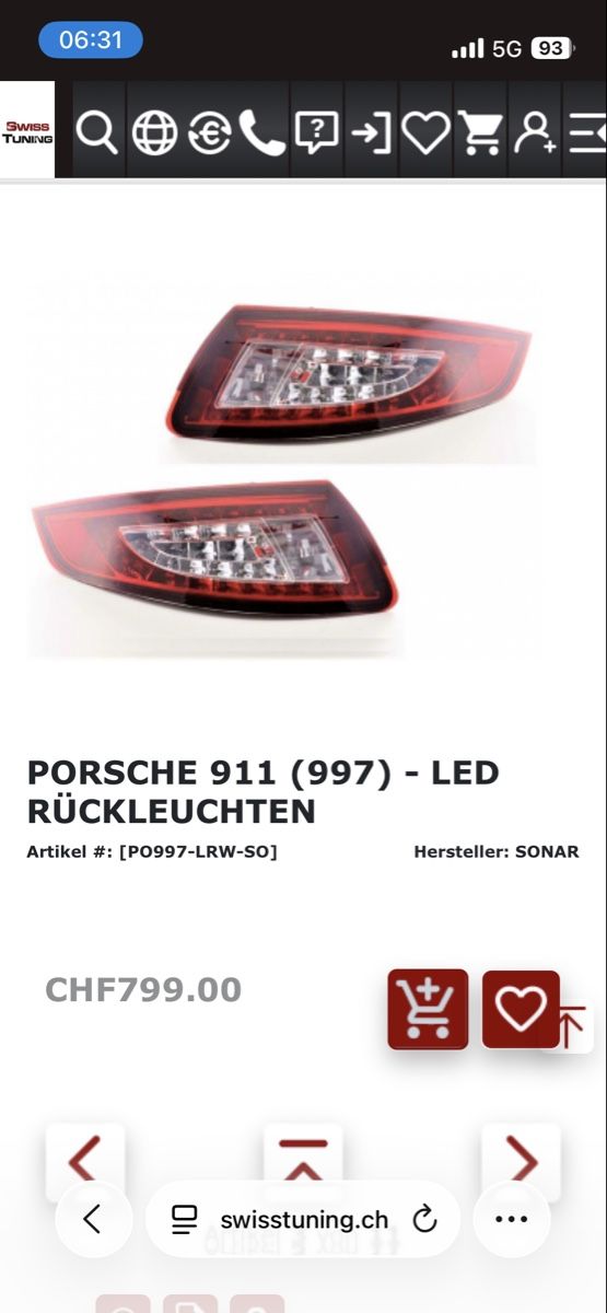 Porsche Toutes les pièces auto: Porsche 997.1 LED Heckleuchten – D'occasion à Volketswil par Kohlermike