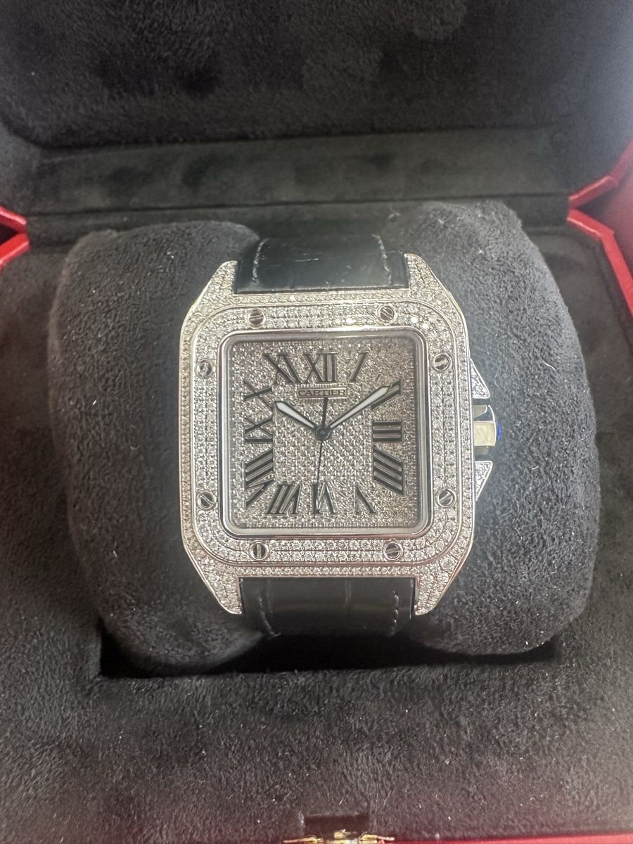 Cartier Orologi: Cartier Santos Iced Out – Usato da Winterthur venduto da senn-ismaili