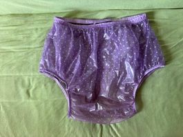 PVC Windelhose violett mit weissen Punkten