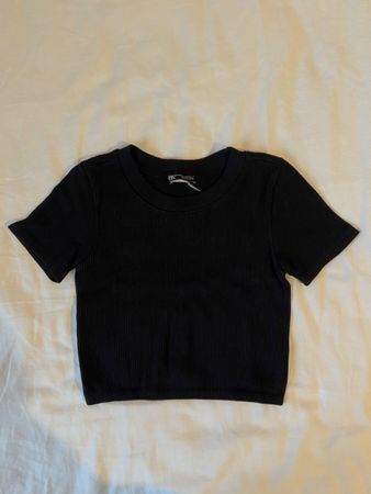 T-shirt crop top noir Zara