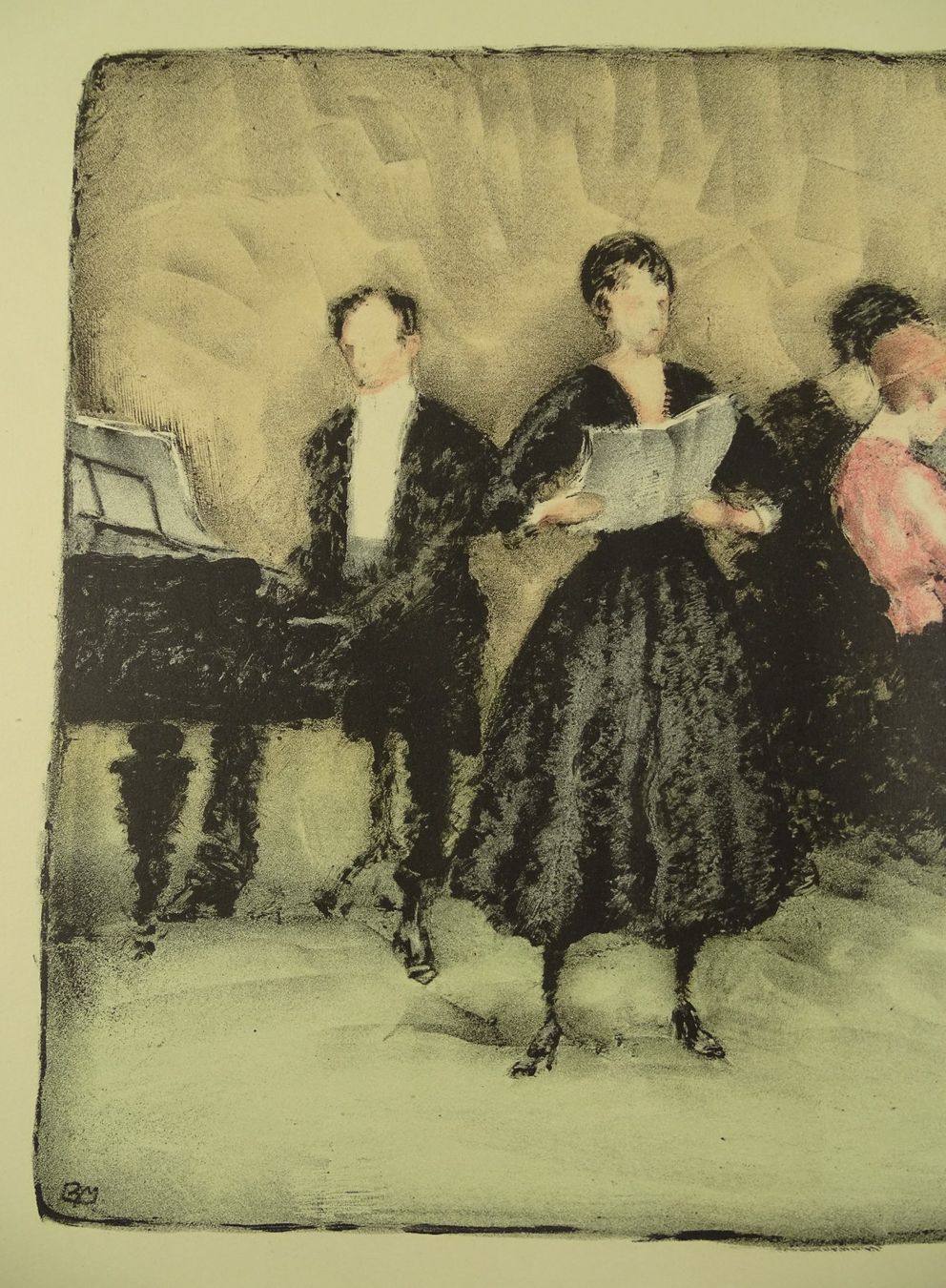 Grafica & Litografie: BURKHARD MANGOLD: HAUSKONZERT, LITHOGRAPHIE – Usato da Grüningen venduto da Kartensammler 2