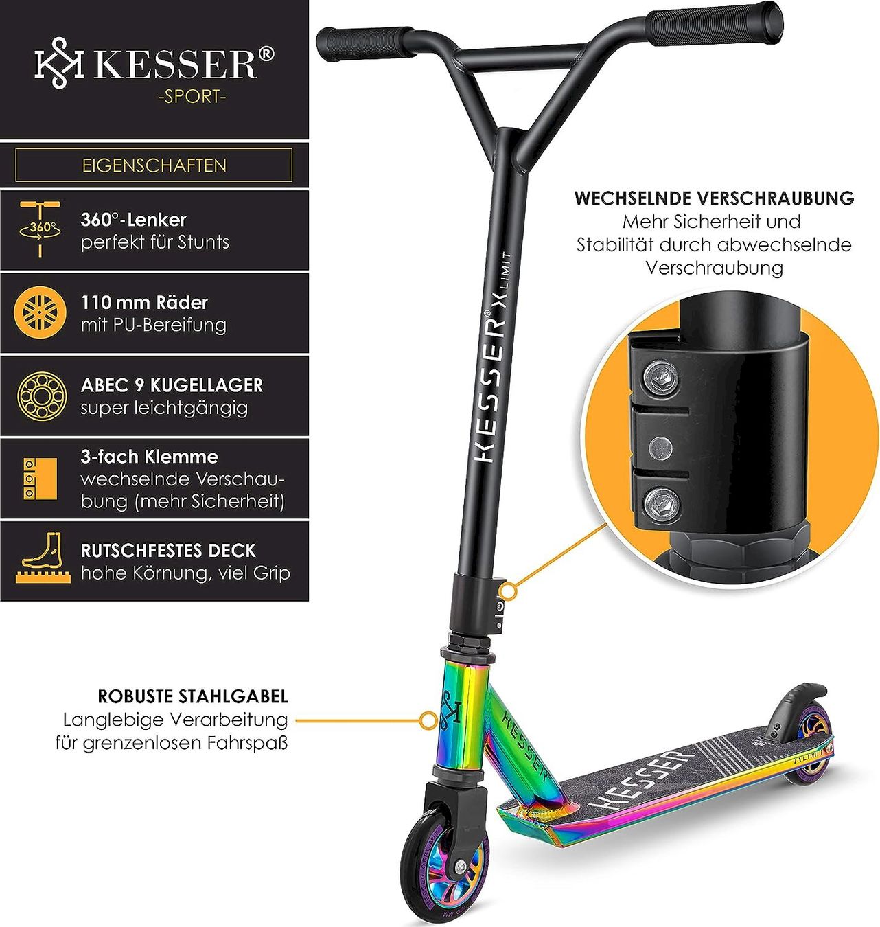 Giocattoli: KESSER Stunt Scooter rainbow – Nuovo e nell'imballaggio originale da Bottighofen venduto da zaap 2