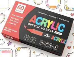 Neu Acrylmarker Set 60 Farben Marker 
