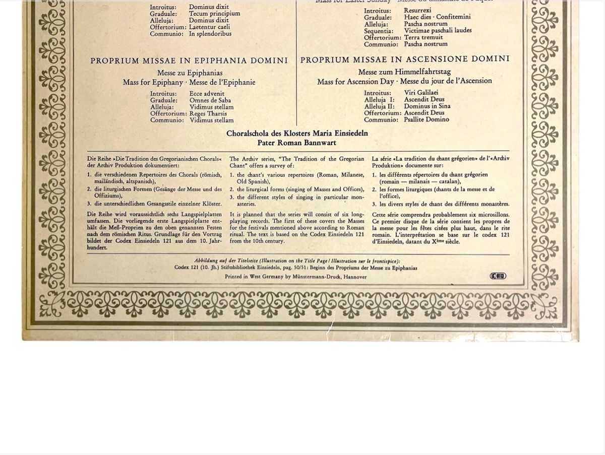 Dischi in vinile: Gregorianischer Choral Chant - Kloster Maria Einsiedeln – Usato da Luzern venduto da woti-shop 4