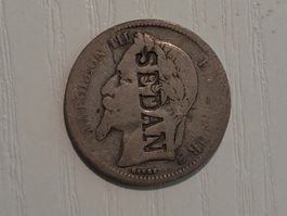 SILBER / 1 Franc / Napol III / 1867 / Gegenstempel! / selten