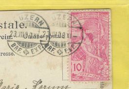23.7.1900 Luzern Hofkirche belebt/UPU 10Rp/massive Farbabart