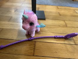 Einhorn Plüschtier mit Leine rosa gute Zustand