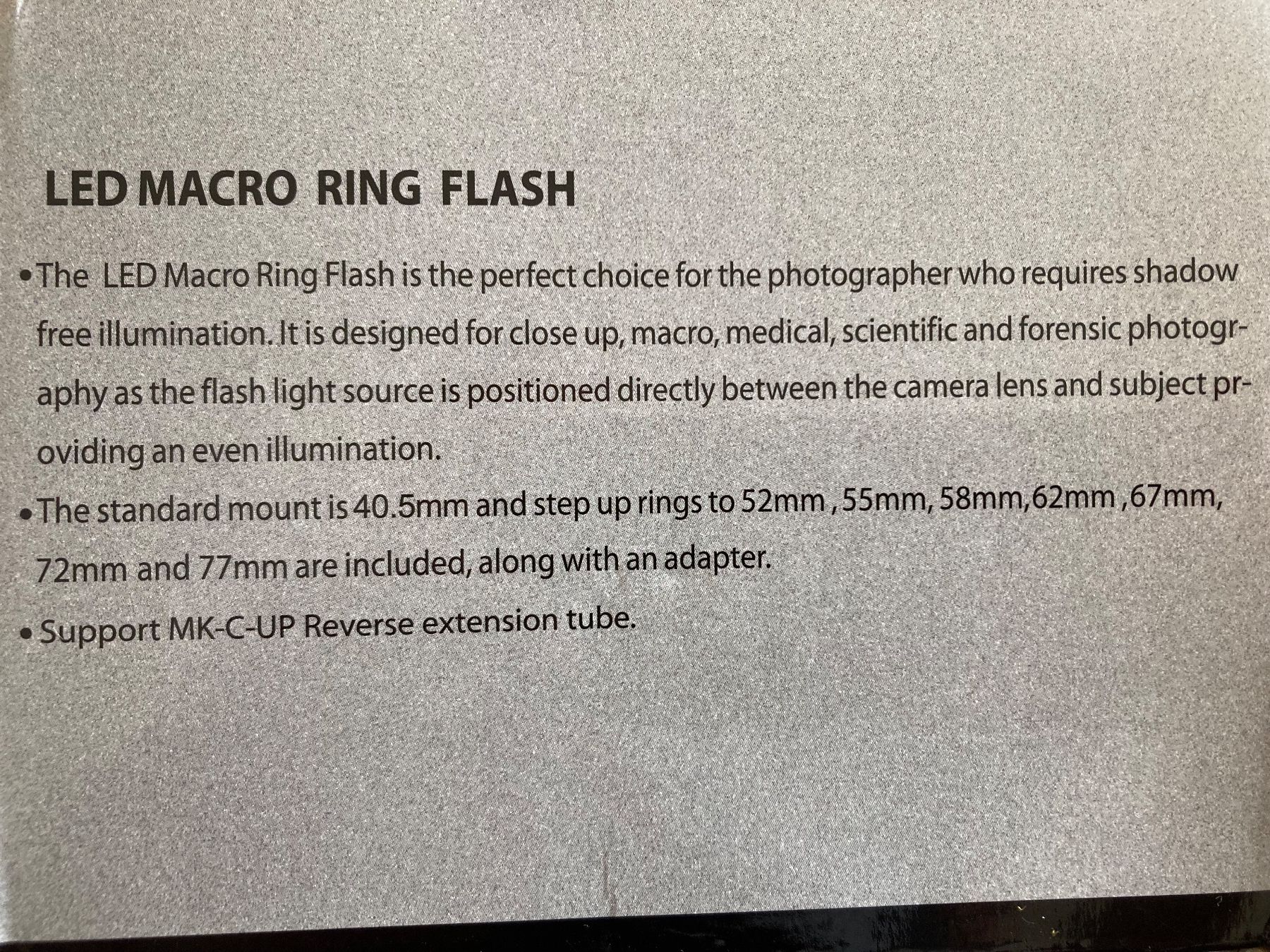 Flash: Macro Ring Flash LED, mit Zubehör und OVP – Usato da Chur venduto da Spuntz1 3