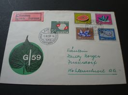 Satzbrief Pro Patria 1959, Sonder-o 1. Gartenbau-Ausstellung