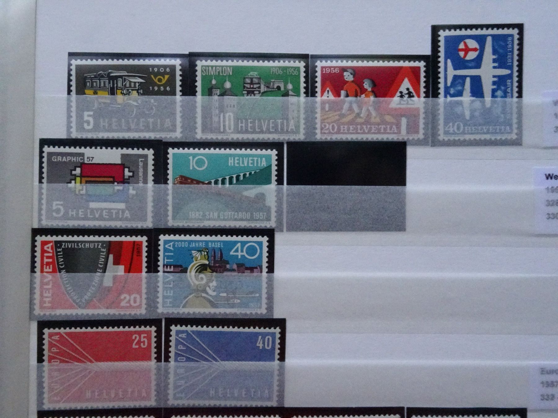 Tous les timbres: 1956**-1959** – Neuf (Voir description) à Aadorf par Chnorli-Furz 1