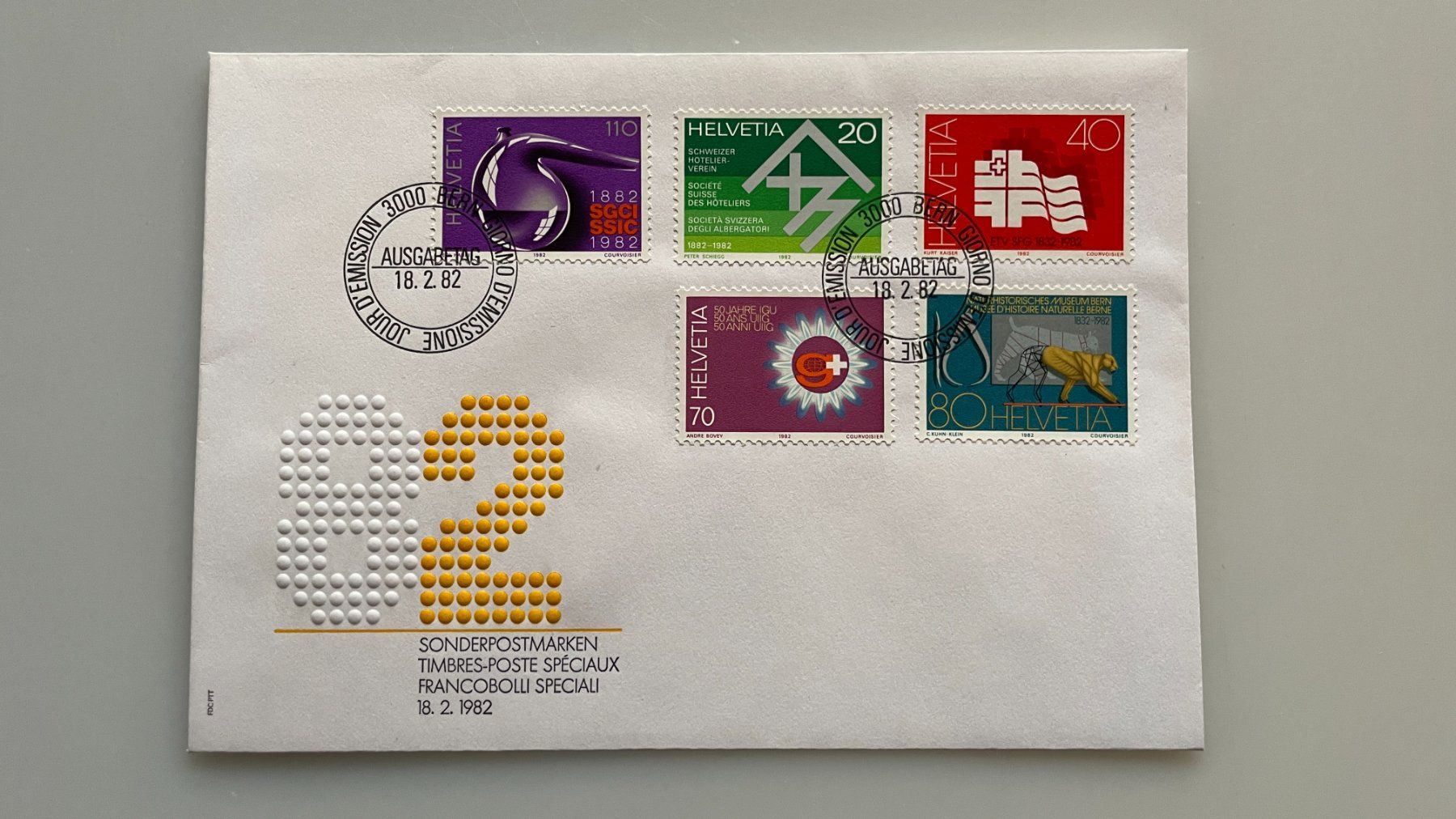 Alle Briefmarken: Kuvert mit 5 Sonderpostmarken 18.02.1982 – Gebraucht aus Glattfelden von markweb