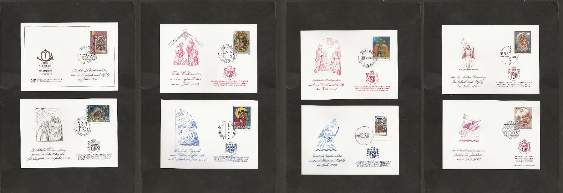 Alle Briefmarken: 17 Neujahrskarten von Liechtenstein – Gebraucht aus Au ZH von xelagreb01 1