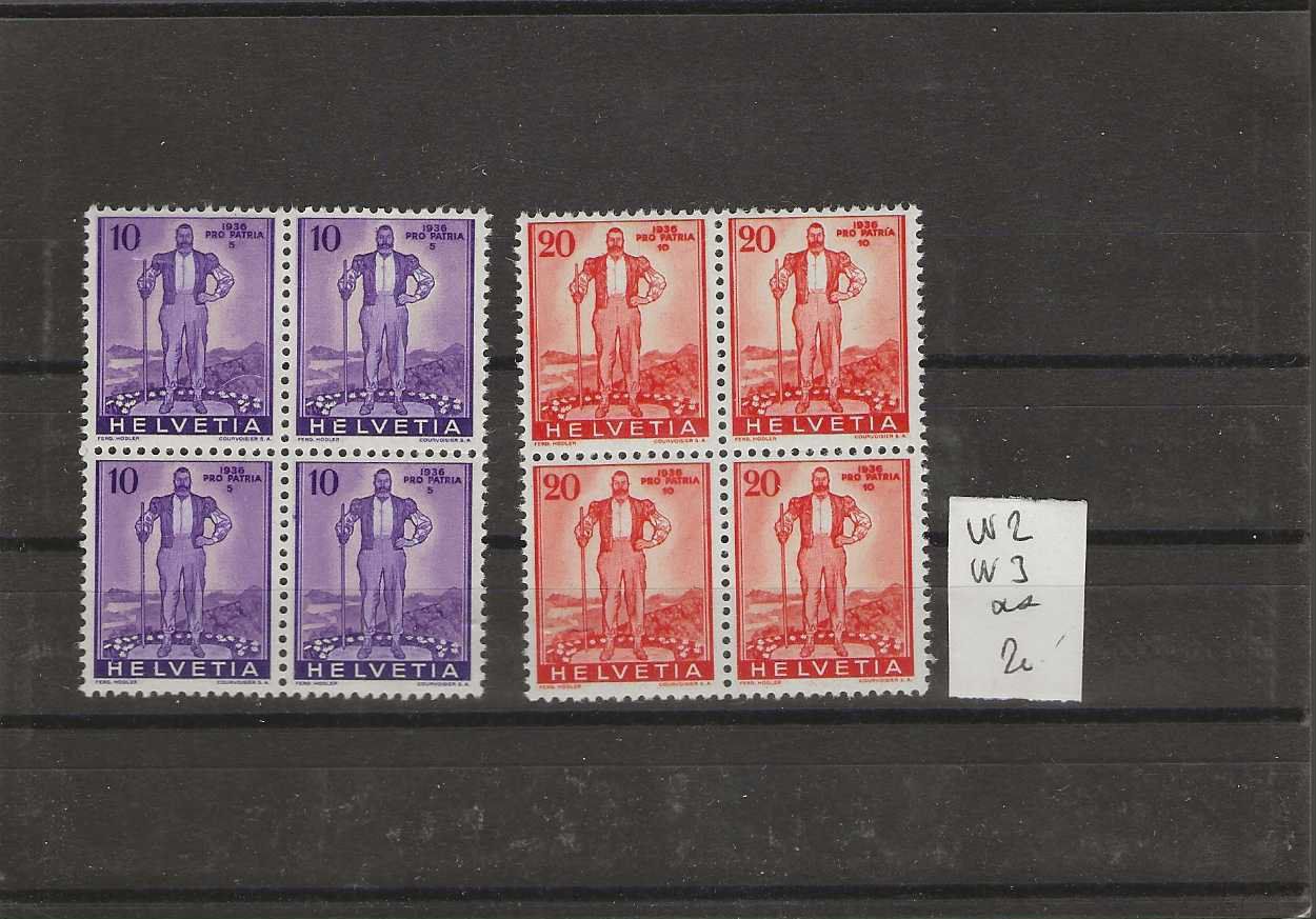 Tutti i francobolli: timbre W2 et W3 TOP** bloc de 4 pro patria – Usato da Sorvilier venduto da carose01