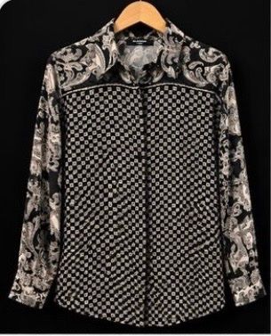 Damen Hemd Balmain schwarz weiss Grösse 34 gemustert