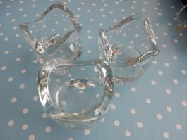 3er Set: dekorative Teelichthalter aus massivem Glas