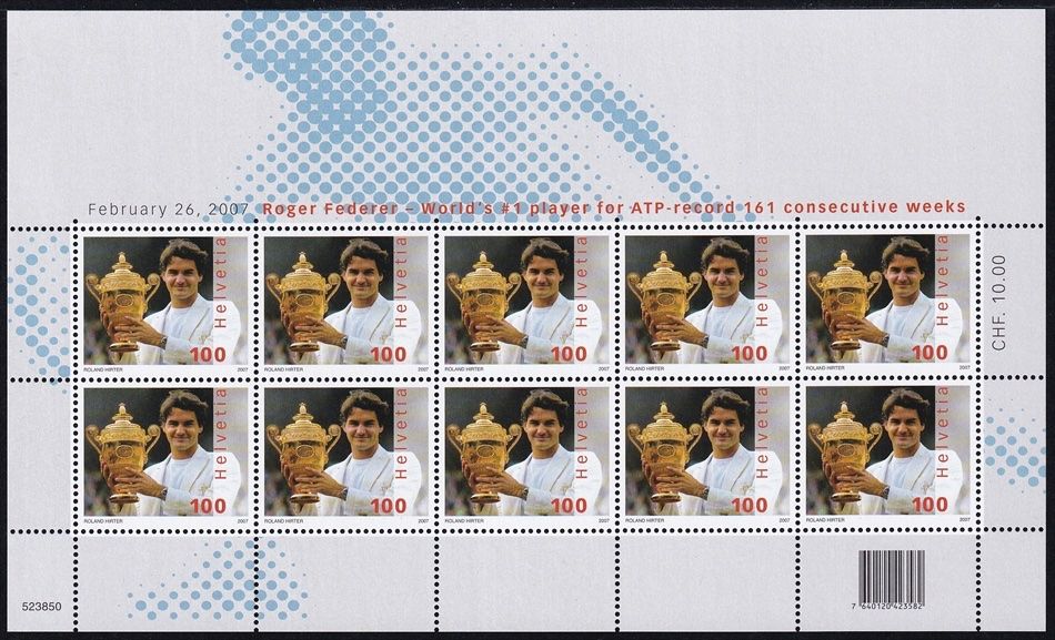 Tutti i francobolli: 10 Roger Federer Bögen – Nuovo (secondo la descrizione) da Grafenort venduto da Solar11
